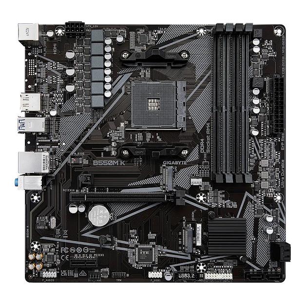 Материнская плата GIGABYTE B550M K, AM4, B550, 4*DDR4, DP+HDMI, 4 SATA 6 Гб/с, M2, Audio, Gb LAN, USB 3.2, USB 2.0, mATX (B550M K) фото 2