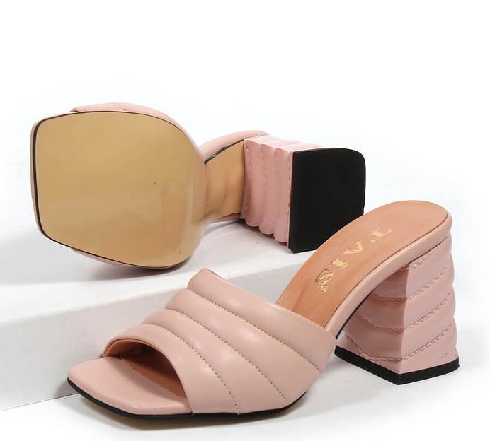 Сабо женские TAIS из натуральной кожи на каблуке, арт.101-n пудра ОПТ фото 6