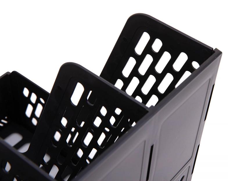 Лоток вертикальный Deli E9846BLACK для бумаг 326х275х257мм черный пластик фото 5