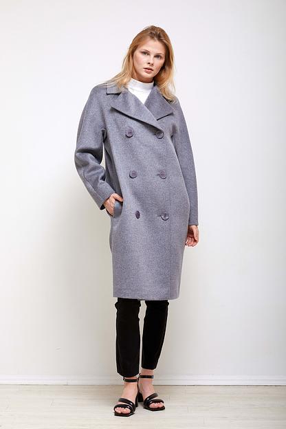 Женское демисезонное пальто двубортное Mmoda серый, арт.2202662-1 фото 5