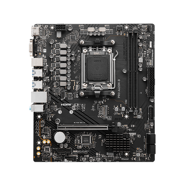 Материнская плата MSI PRO A620M-B A620, AM5, 2*DDR5, 1*PCIEx16, 1*PCIEx1, 1*M.2, 6*USB3.2Gen1, 6*USB2.0, 4*SATA3.0, 2.5G, VGA, HDMI, M-ATX, RTL фото 2