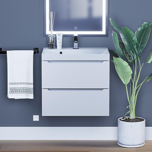 Тумба под раковину для ванной Uperwood Tanos 60 см, подвесная, белая матовая фото 3