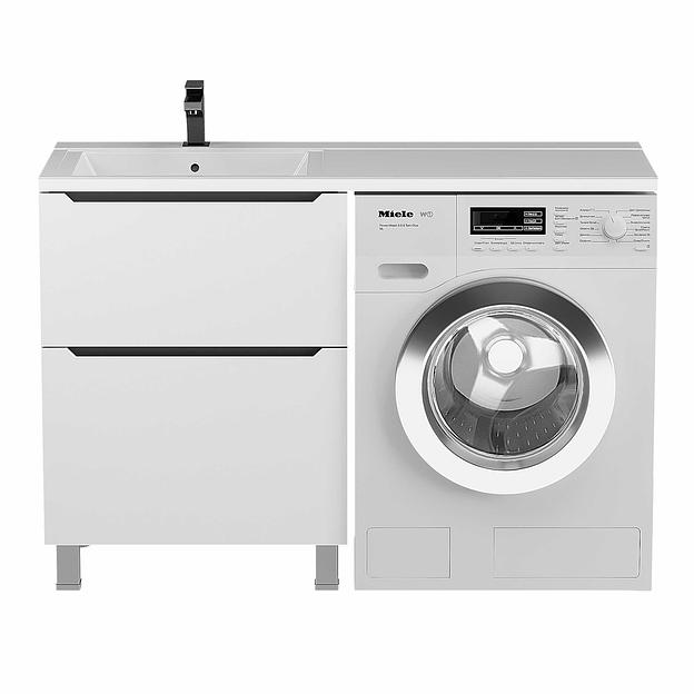 Тумба под стиральную машину Uperwood Tanos 60 см, напольная, белая/графит, 2 ящика фото 5