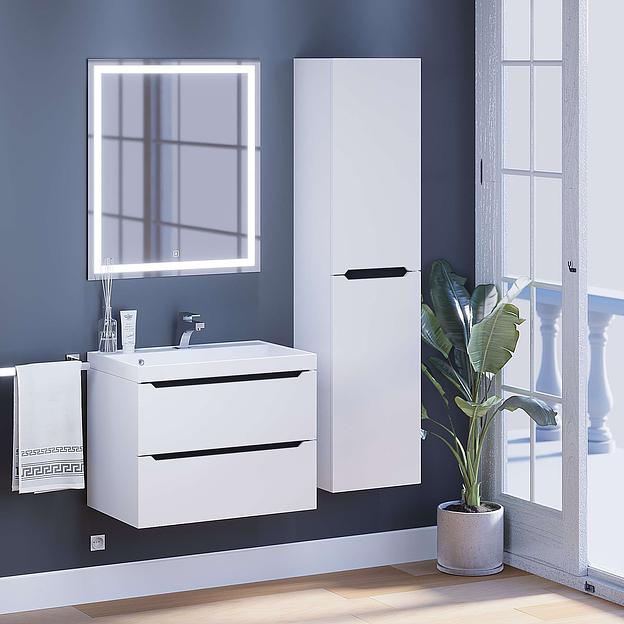 Тумба с раковиной для ванной Uperwood Tanos 70 см, подвесная, матовая, белая/графит фото 7