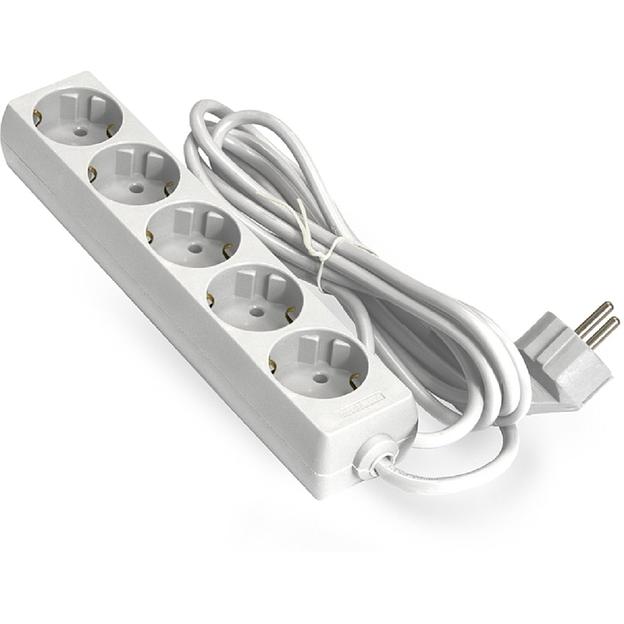 Exegate EX285827RUS Удлинитель ExeGate ECE-5-5W (5 евророзетки с заземлением, 5м, белый) фото 1