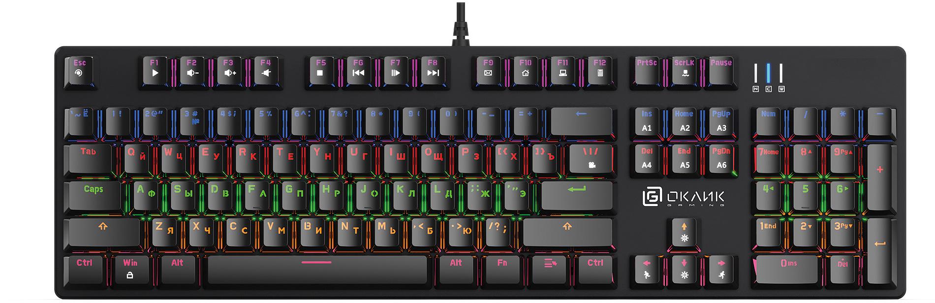 Клавиатура Оклик 990 G2 механическая черный USB Multimedia for gamer LED (1875240) фото 7