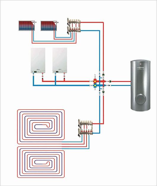 Распределительный коллектор с гидрострелкой ECO 60 кВт 3 контура фото 2