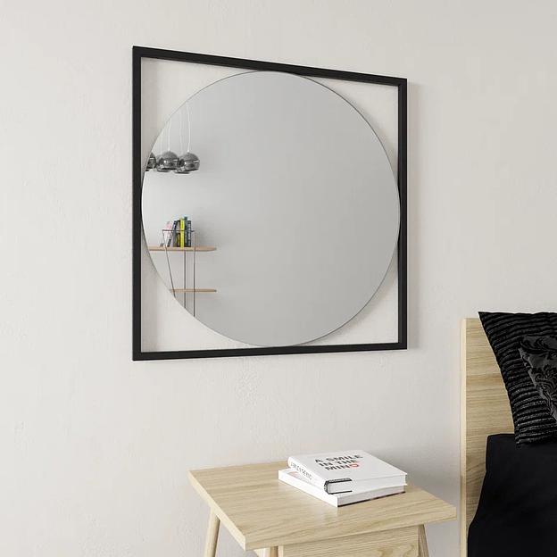 Зеркало в раме настенное квадратное и круглое 83х83 см, black ОПТ фото 1