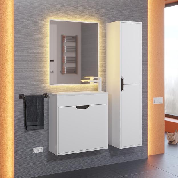 Тумба под раковину для ванной Uperwood Modul 60 см, подвесная, матовая, белая/графит фото 6