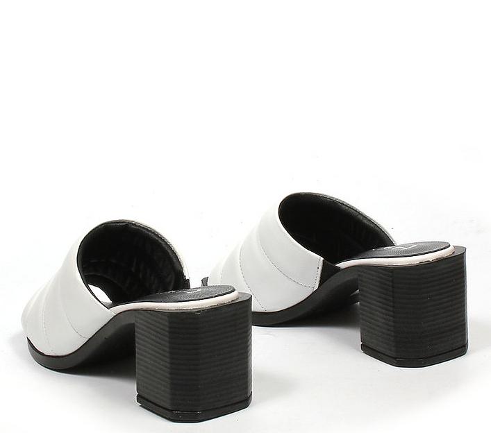 Сабо женские TAIS из натуральной кожи на каблуке, арт.327 белый ОПТ фото 8