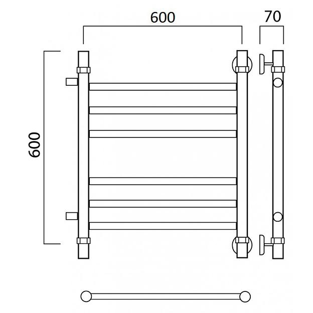 Полотенцесушитель водяной Роснерж Прямая L107011 60x60 с боковым подключением 400 групповой фото 2
