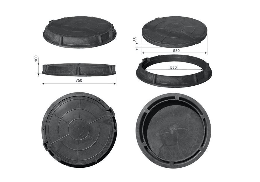 Люк канализационный Л d-580 черный фото 4