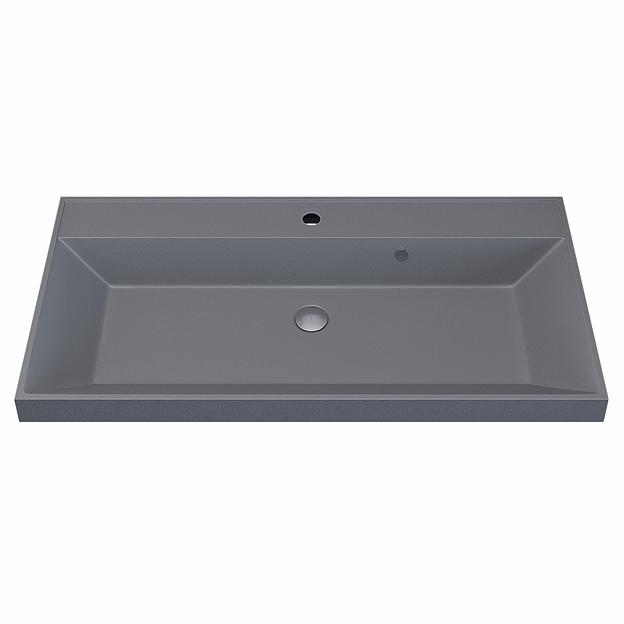 Раковина кварцевая для ванной комнаты Uperwood Classic Quartz 90 см, серая матовая, бетон фото 6