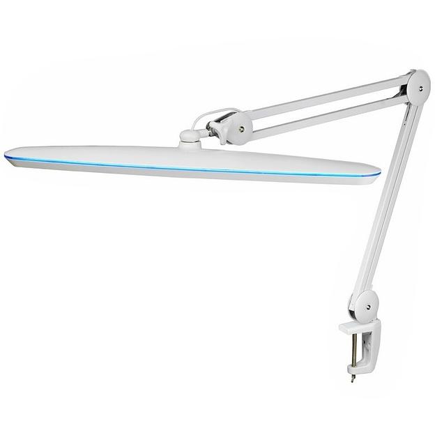 Rexant 31-0409 Лампа настольная бестеневая, струбцина, «Blue Stream», 117 SMD LED, диммер (4 уровня), белая фото 1