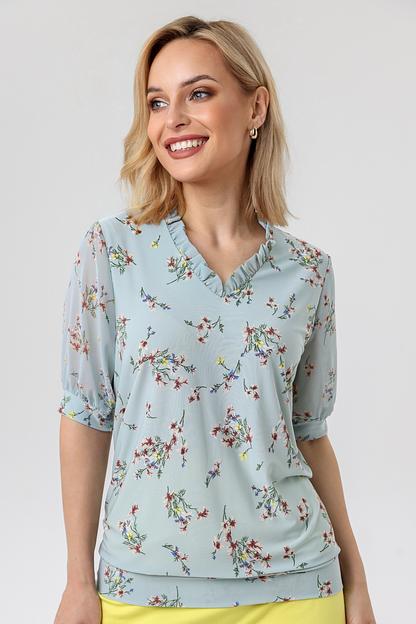 Блузка женская  7015-22/04/Мятный, бежевый  фото 3