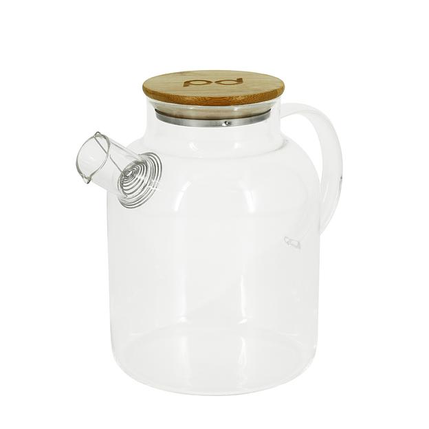 P250089 Neri Чайник заварочный стеклянный с фильтром-пружиной и бамбуковой крышкой, 1800мл. фото 1