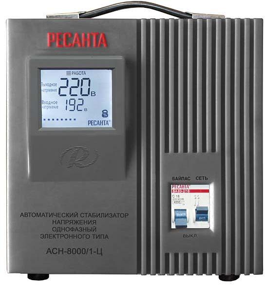 Стабилизатор напряжения Ресанта АСН-8000/1-Ц электронный однофазный серый фото 1