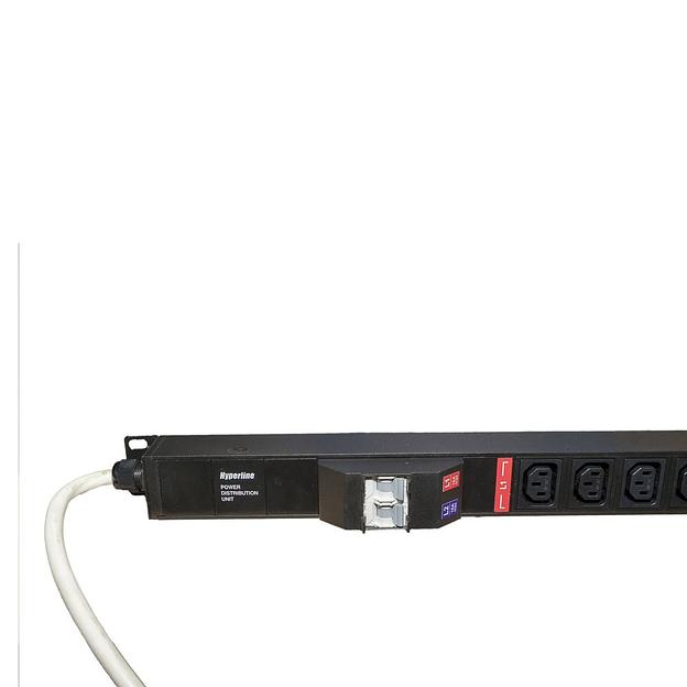 Hyperline SHE-20IEC-4BIEC-B-3PVB Блок розеток, вертикальный, 20 розеток IEC320 C13, 4 розетки IEC320 C19, автоматич. выключатель, кабель питания 3м (3х4.0мм2) с вилкой IEC 60309 32А (2х16A) (2P+E), 250В, 1556x44.4x44.4мм (ДхШхВ), корпус алюминий, черный фото 5