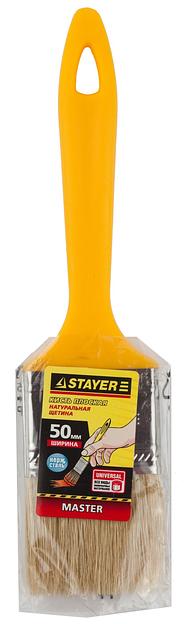 STAYER UNIVERSAL, 50 мм, 2″, светлая натуральная щетина, пластмассовая ручка, все виды ЛКМ, плоская кисть (0107-50) фото 3