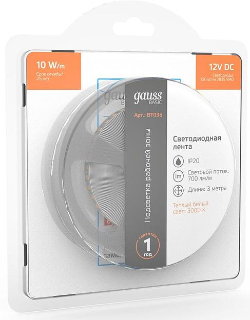 Лента светодиод. Gauss Basic 3м (BT036) фото 3