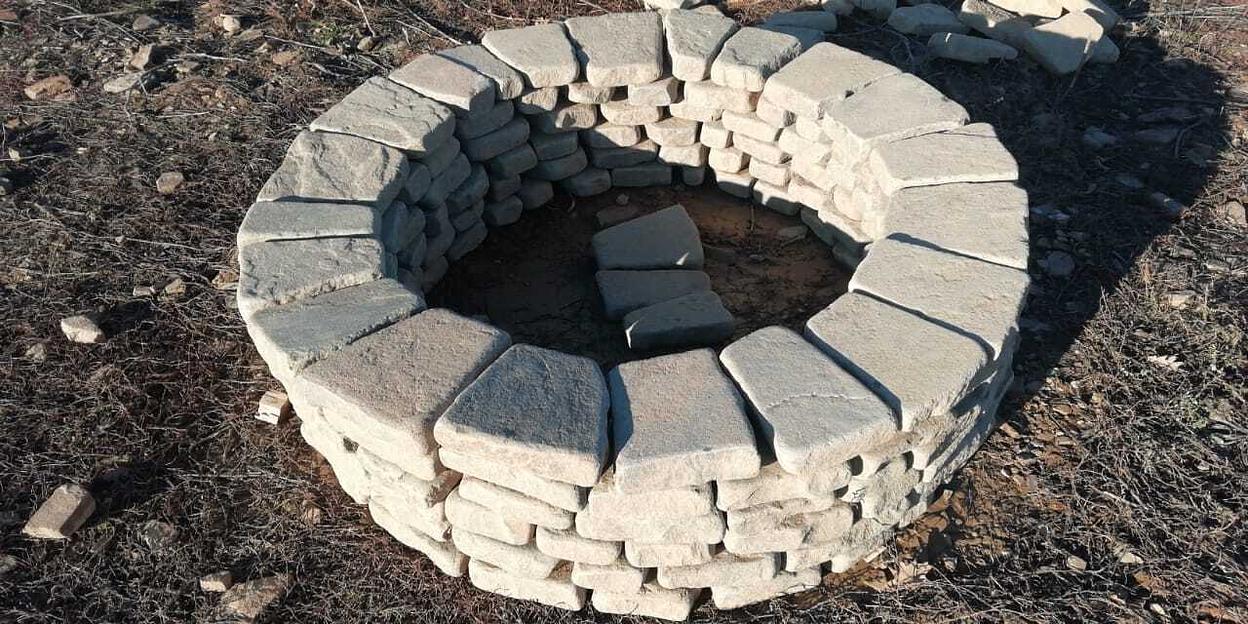 Очаг из камня песчаника галтованного Серого 6 колец /шт (1000/1500 мм) фото 1