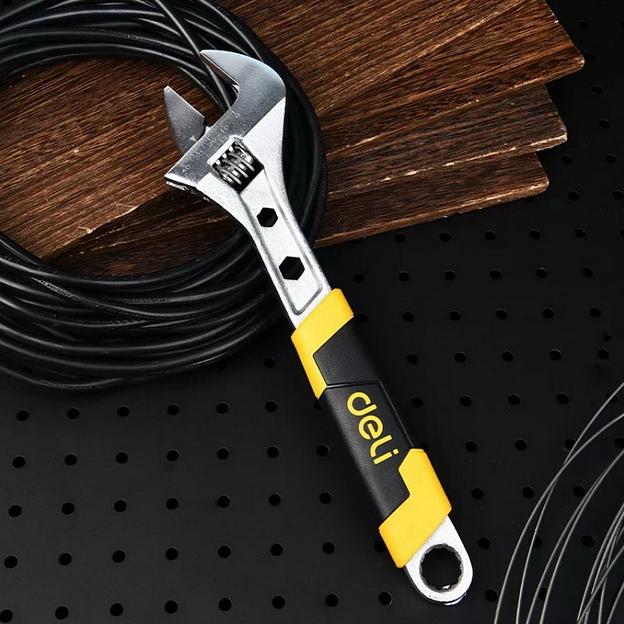 Разводной ключ Deli DL30112 150мм, обрезиненная ручка, диапазон захвата 0-36мм фото 3