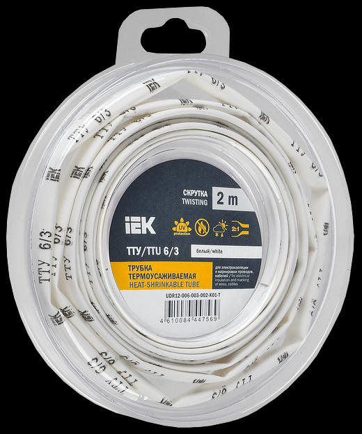 Трубка термоусадочная ТТУ нг-LS 6/3 белая (2м/упак) IEK фото 1
