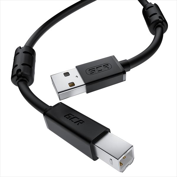 GCR Кабель PROF 2.0m USB 2.0, AM/BM, черный, ферритовые кольца, 28/24 AWG, экран, армированный, морозостойкий (GCR-52423) фото 2