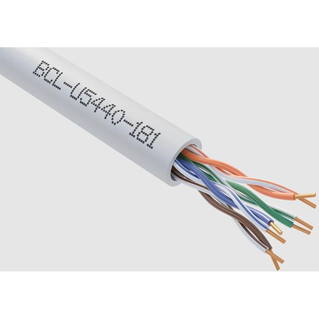 Кабель витая пара Bion BCL-U5440-181 U/UTP, кат.5e, 4x2x0,40мм AWG 26, медь, одножильный, PVC, для внутренней прокладки, 305м, серый фото 1