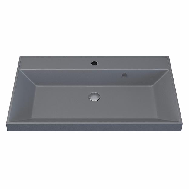 Раковина кварцевая для ванной комнаты Uperwood Classic Quartz 80 см, серая матовая, бетон фото 6