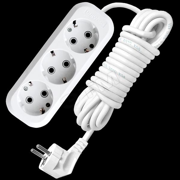 Удлинитель бытовой 3х5м с заземлением 13А АВС-пластик E-303 фото 1