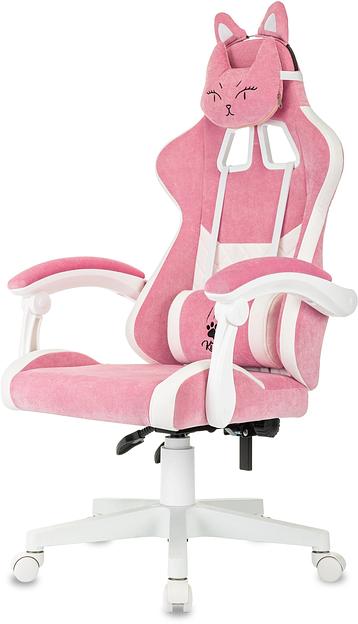 Кресло игровое Knight Kitty W розовый/молочный крестов. пластик белый фото 3