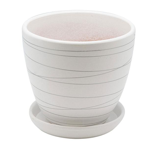 Керамический горшок с подставкой, 2,4л., Д175 Ш175 В160, белый, артикул 558612014 фото 1