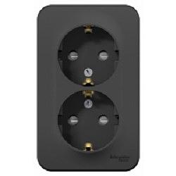 Systeme electric BLNRA011206 BLANCA О/У РОЗЕТКА двойная с заземлением со шторк., 16А, 250В, АНТРАЦИТ фото 1