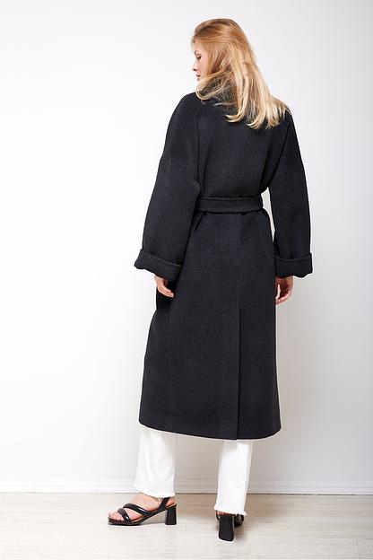 Женское демисезонное пальто двубортное Mmoda антрацит, арт.2202851 фото 5