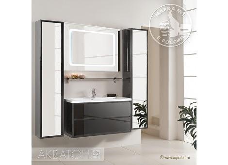 Шкаф-колонна подвесная АКВАТОН РИМИНИ, черный глянец фото 1