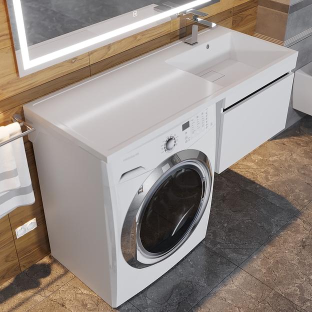 Тумба под стиральную машину Uperwood Magenta, 60 см, подвесная, белая/графит, выдвижной ящик фото 8