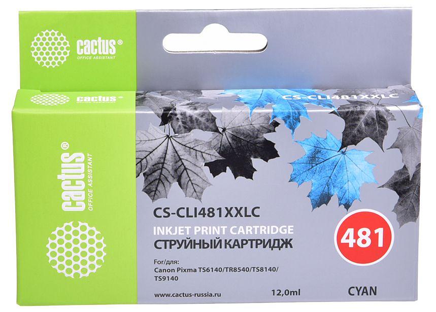 Картридж струйный Cactus CS-CLI481XXLC голубой (12мл) для Canon Pixma TR7540/TR8540/TS6140/TS8140 фото 1