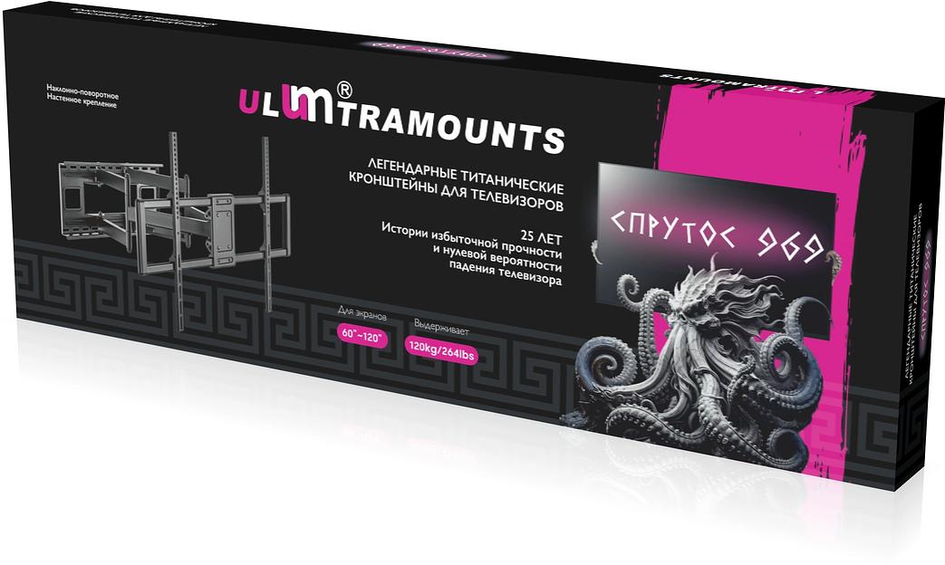 Кронштейн для телевизора Ultramounts UM969 черный 60"-120" макс.120кг настенный поворот и наклон фото 6