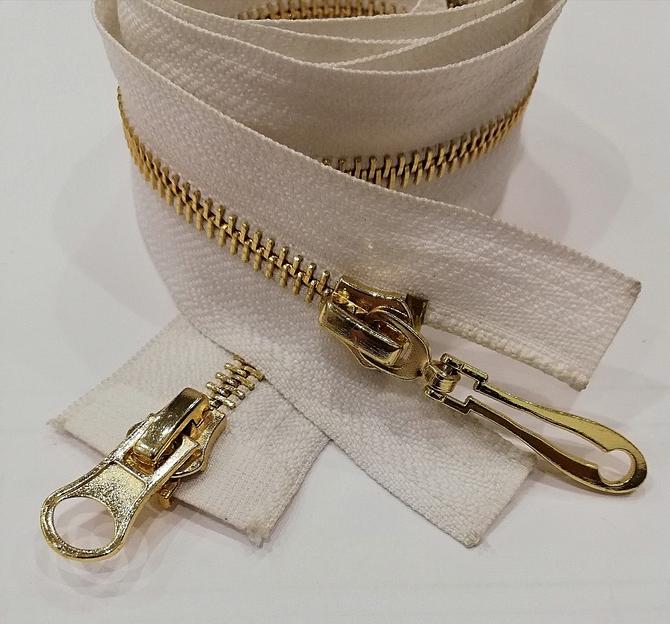 Молния металл №5 100см. 2зам. Золотой зуб Белый фото 1