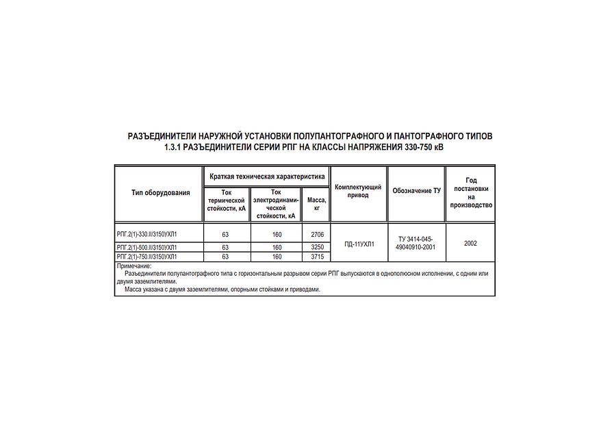 Разъединители полупантографного с горизонтальным разрывом типа РПГ–330 — 750 кВ фото 2