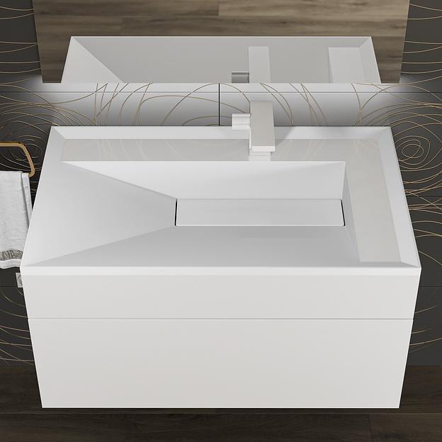 Раковина для ванной полувстраиваемая Uperwood Lotus 80 см, прямоугольная, белая глянцевая фото 2