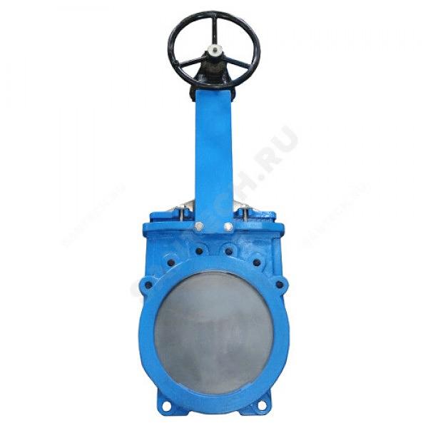 Задвижка шиберная двусторонняя чугун Ду 900 Ру1 межфл с редуктором под электропривод ISO2 F14 уплотнение: NBR с выдвижным штоком Benarmo фото 1
