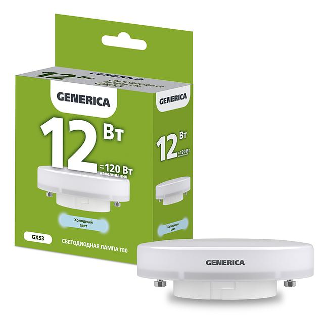 IEK LL-T80-12-230-65-GX53-G Лампа LED T80 таблетка 12Вт 230В 6500К GX53 GENERICA фото 1