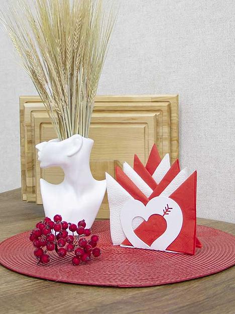 Салфетница Валентинка  , держатель для салфеток на стол, Муар белый фото 1