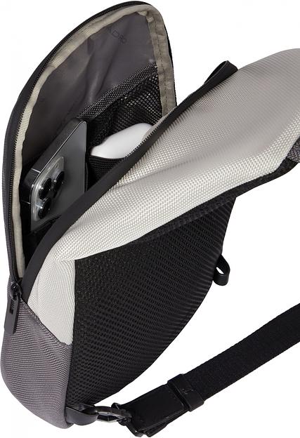 Рюкзак слинг мужской Piquadro Brief2 Special CA4536BR2S/GRN серый/черный нейлон/натур.кожа фото 6