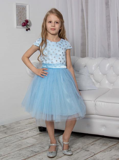 Платье для девочки Энди нарядное, голубое, 21-187, опт фото 2