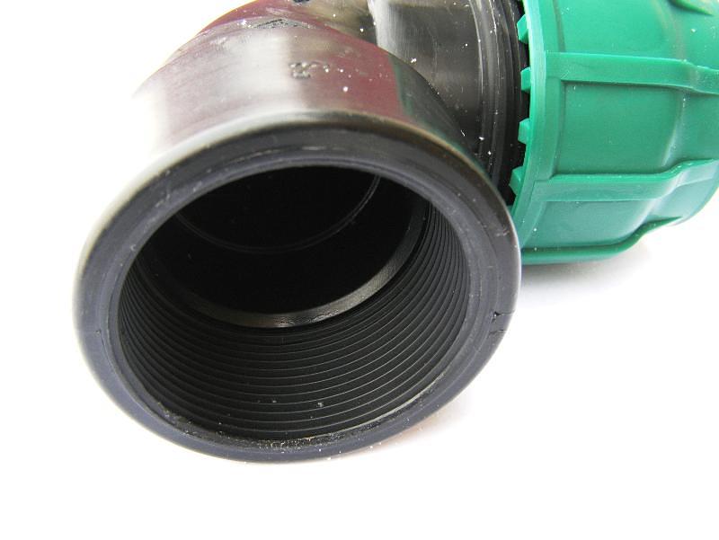 Отвод ПНД 50x2 с внутренней резьбой компрессион. фото 2