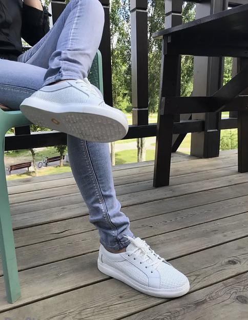 Кеды белые кожаные дышащие BuzShoes ОПТ фото 3