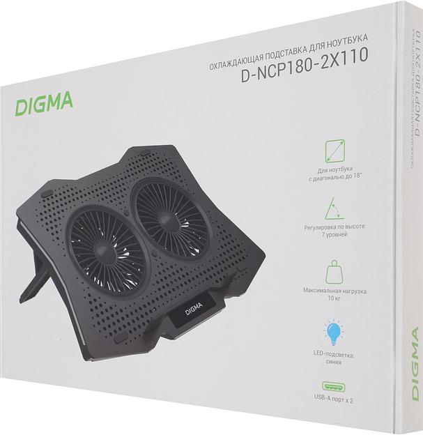 Подставка для ноутбука Digma D-NCP180-2x110 18" 410x280x34мм 20дБ 2xUSB 2x 110ммFAN 700г пластик ABS черный фото 8